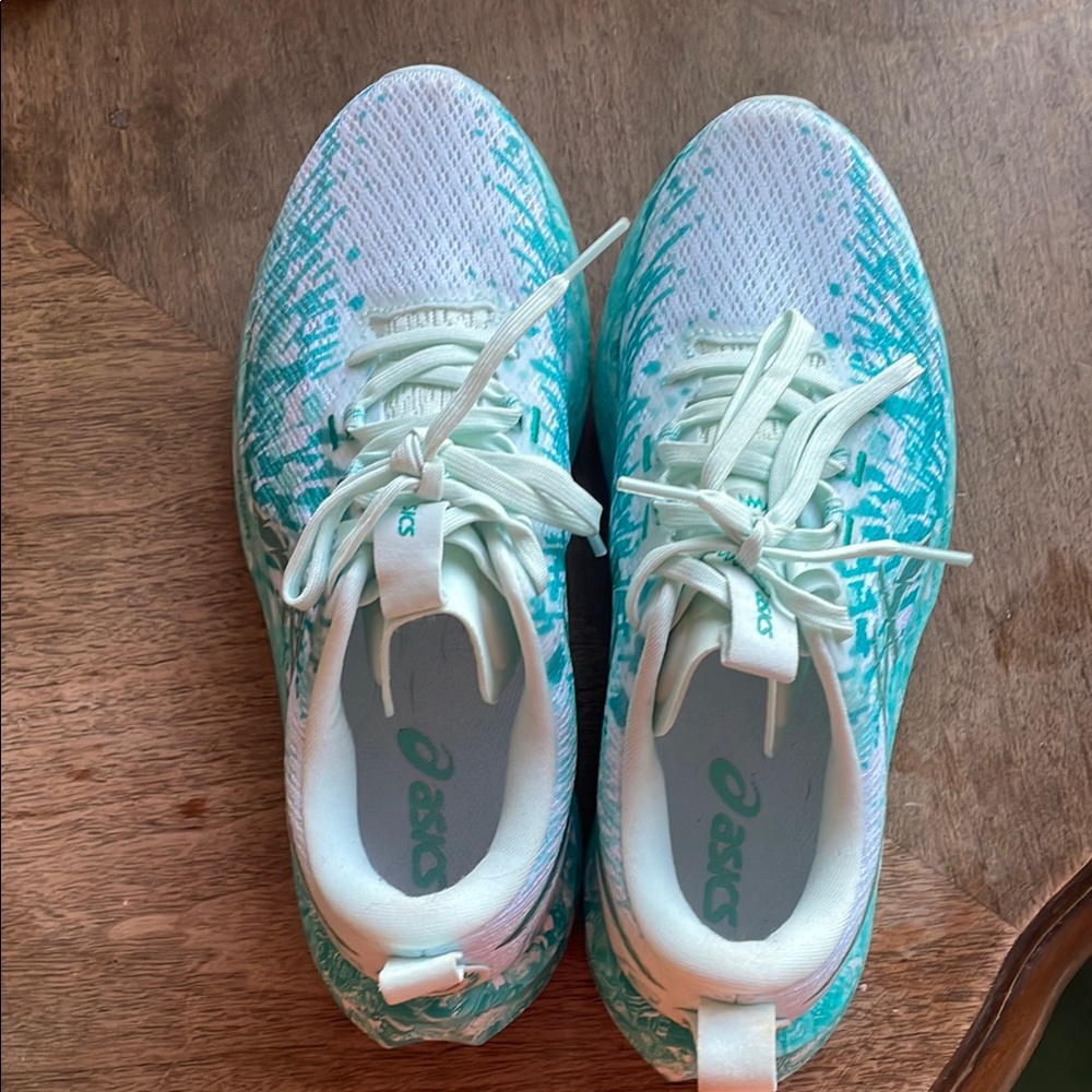 ASICS Women's White and Green Running Shoes